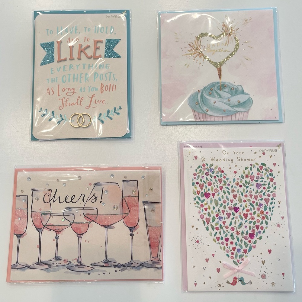 Papyrus Wedding Card Set Of 4 Engagement Party Bridal Shower Gift Party NEW